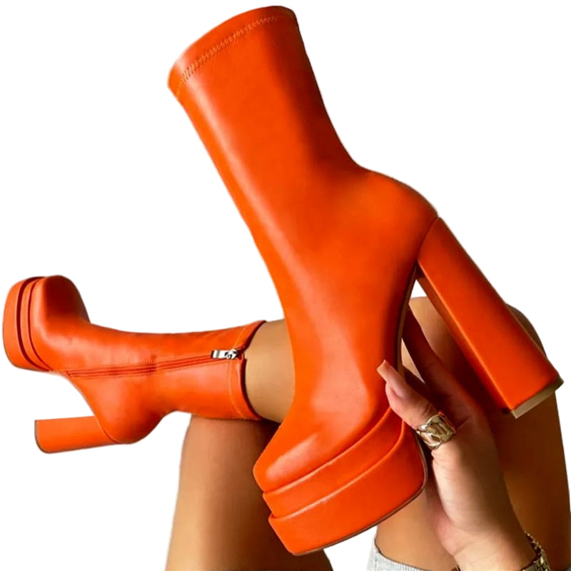 Women's Ankle Boots Platform Synthetic Leather for Any Occasion