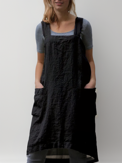 Women's Apron Dress Casual with Practical Pocket and Overcrossed Back