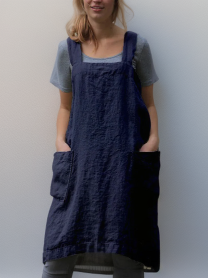 Women's Apron Dress Casual with Practical Pocket and Overcrossed Back