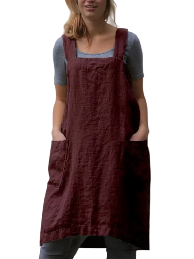 Women's Apron Dress Casual with Practical Pocket and Overcrossed Back