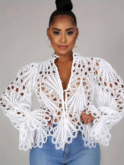 Women's Asymmetric Blouse With Cutouts High Quality Fabric