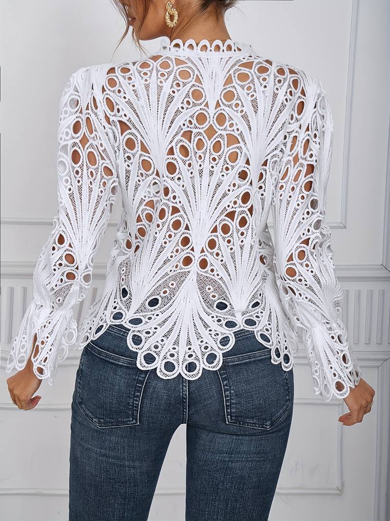 Women's Asymmetric Blouse With Cutouts High Quality Fabric