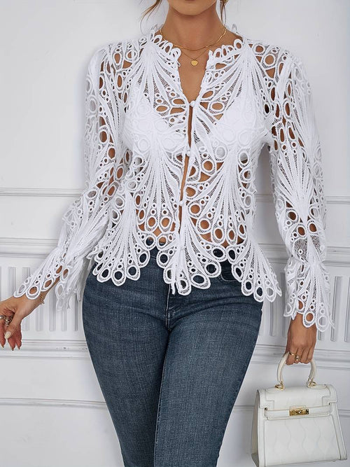 Women's Asymmetric Blouse With Cutouts High Quality Fabric
