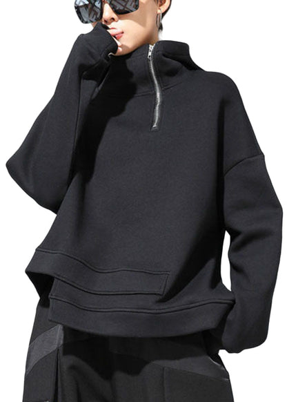 Women's Asymmetric Hoodie with Zipper
