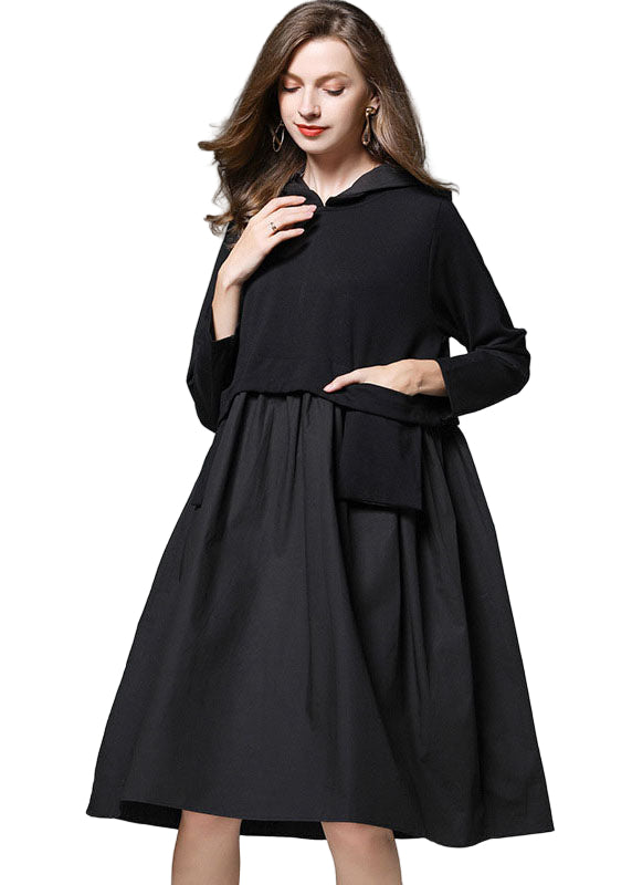 Women's Autumn Dress With Long Sleeves And Pockets