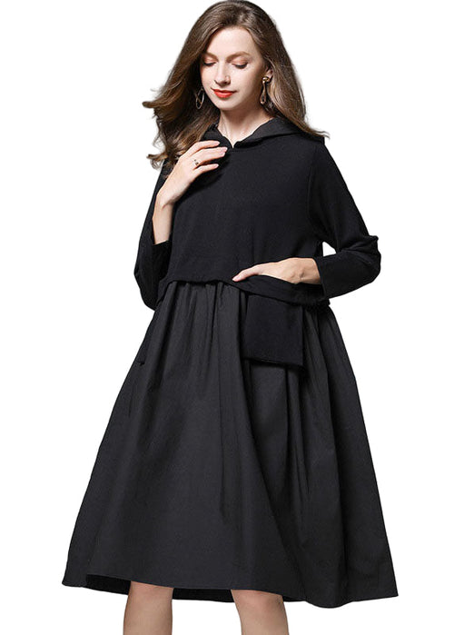 Women's Autumn Dress With Long Sleeves And Pockets