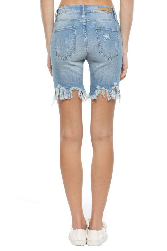 Women's Bermuda Shorts With Uneven Zoom Light Denim