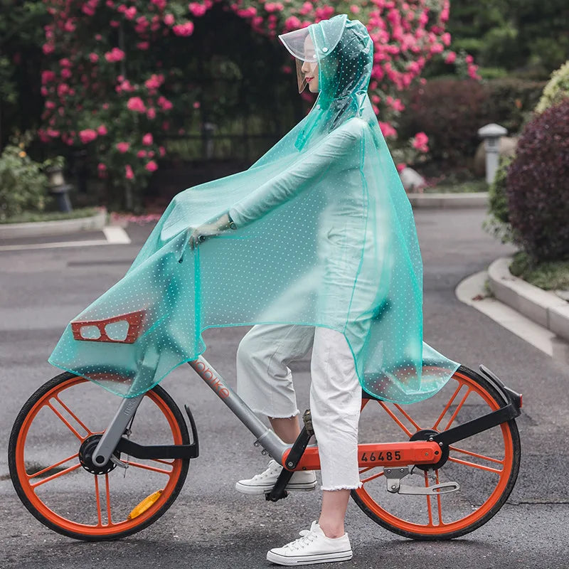 Women's Bicycle Rain Poncho Transparent Waterproof PVC