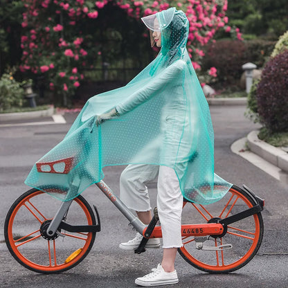 Women's Bicycle Rain Poncho Transparent Waterproof PVC
