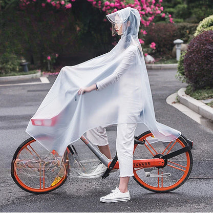 Women's Bicycle Rain Poncho Transparent Waterproof PVC