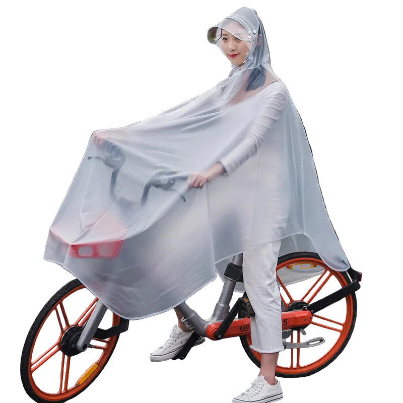 Women's Bicycle Rain Poncho Transparent Waterproof PVC