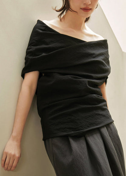 Women's Black Cotton Shirt with Cutout