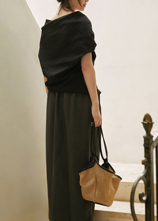 Women's Black Cotton Shirt with Cutout