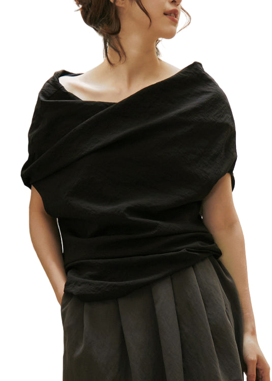 Women's Black Cotton Shirt with Cutout