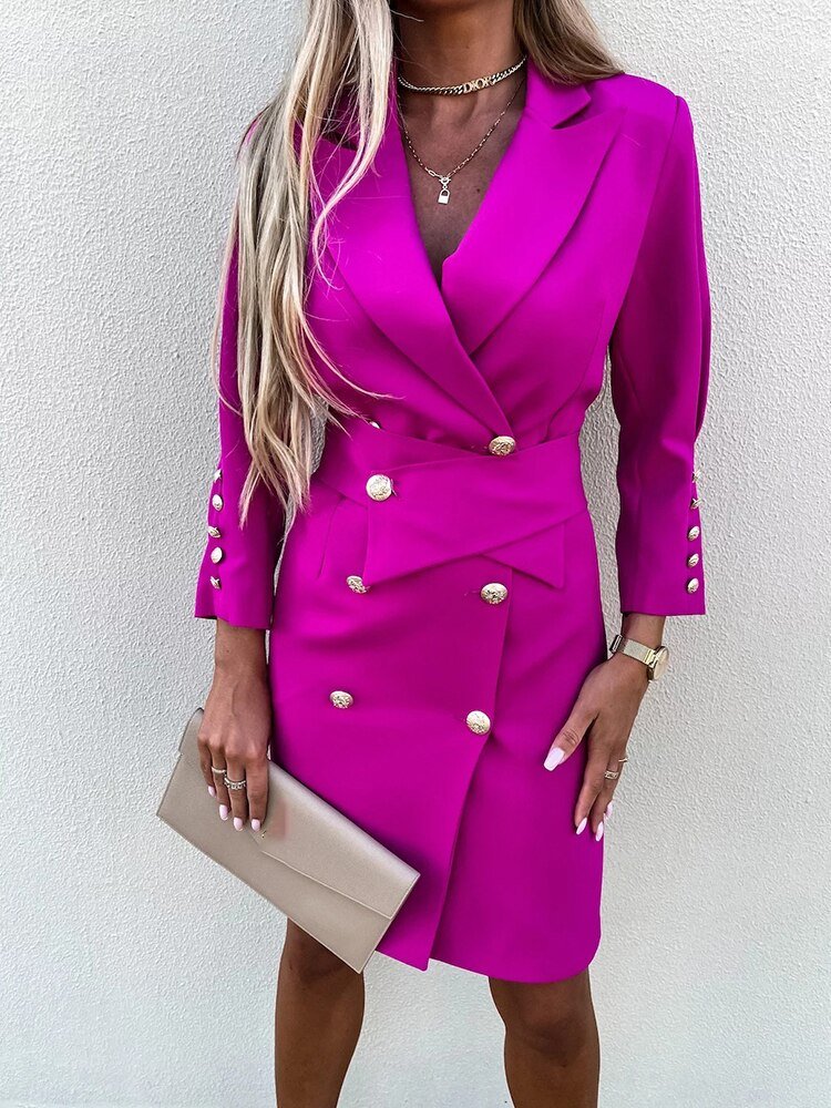 Women's Blazer Dress Elegant Style Polyester Viscose Blend for Formal Occasions