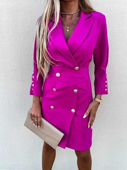 Women's Blazer Dress Elegant Style Polyester Viscose Blend for Formal Occasions