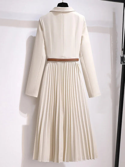 Women's Blazer Dress With Plissé And Belt