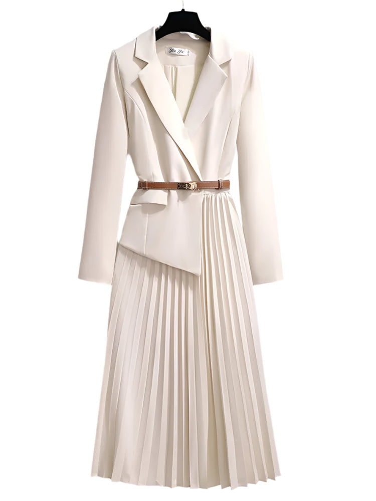 Women's Blazer Dress With Plissé And Belt