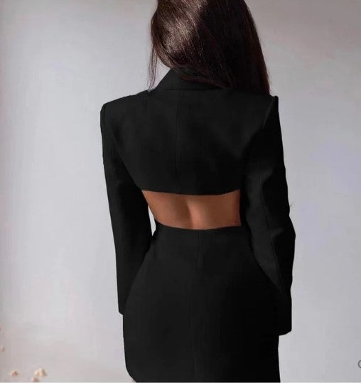 Women's Blazer Dress With Two Rows Of Buttons High Quality Fabric