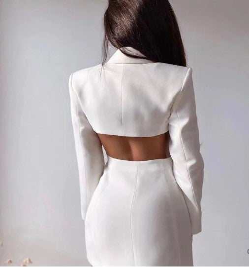 Women's Blazer Dress With Two Rows Of Buttons High Quality Fabric