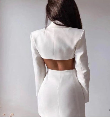 Women's Blazer Dress With Two Rows Of Buttons High Quality Fabric