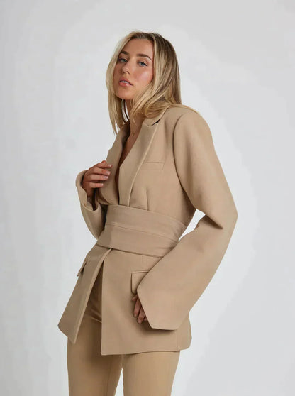 Women's Blazer Knotted Cotton Stylish