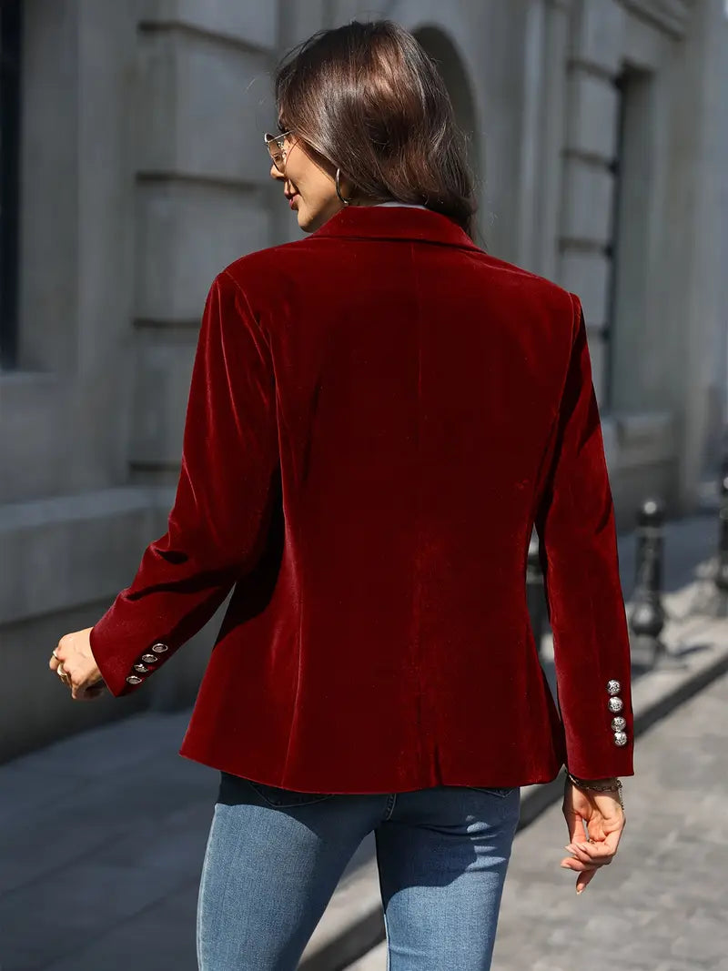 Women's Blazer Retro Elegant With Single Button