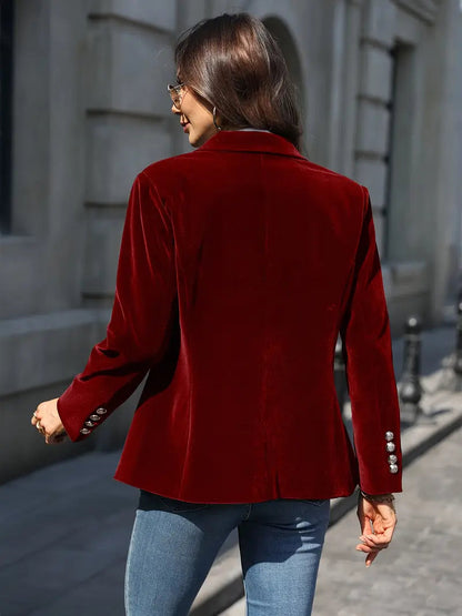Women's Blazer Retro Elegant With Single Button
