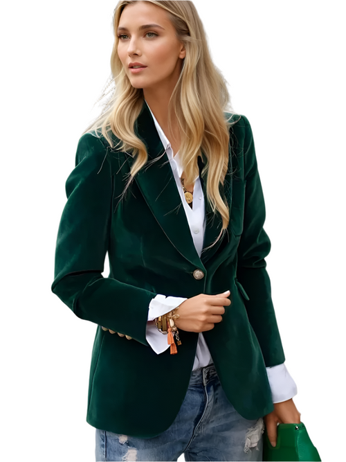 Women's Blazer Retro Elegant With Single Button