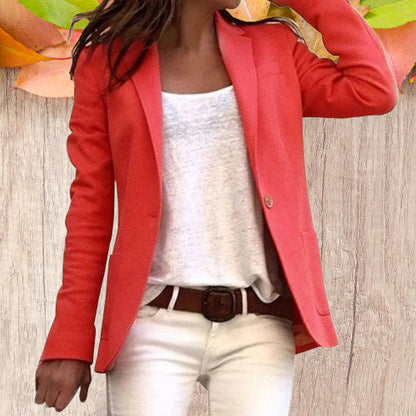 Women's Blazer With Lapels And Long Sleeves