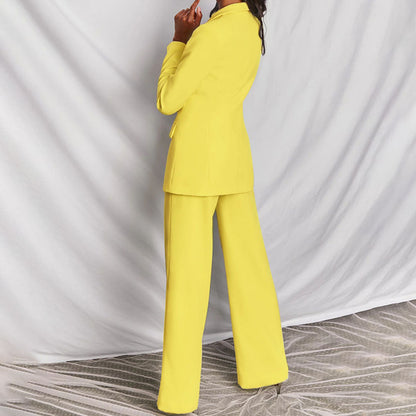 Women's Blazer and Pants Set Chic Polyester Blend for Formal Occasions
