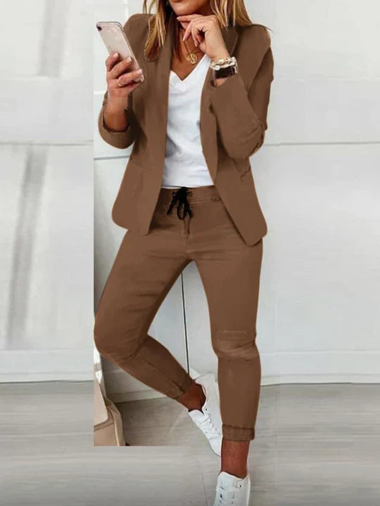 Women's Blazer and Pants Set Elegant Style Luxury Materials