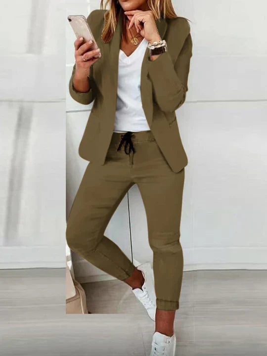 Women's Blazer and Pants Set Elegant Style Luxury Materials