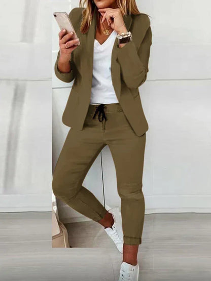 Women's Blazer and Pants Set Elegant Style Luxury Materials