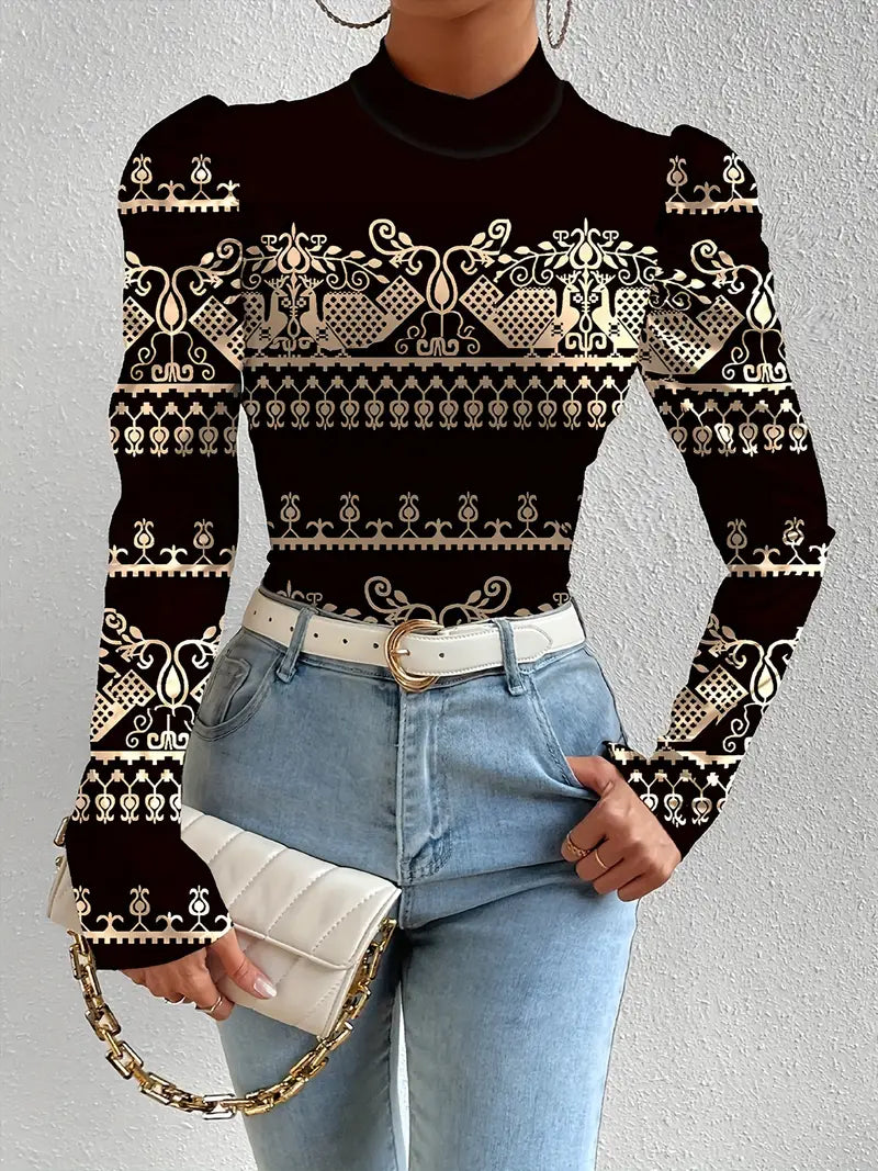 Women's Blouse Elegant Flower Pattern