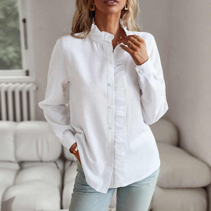 Women's Blouse Elegant Long Sleeves Cotton