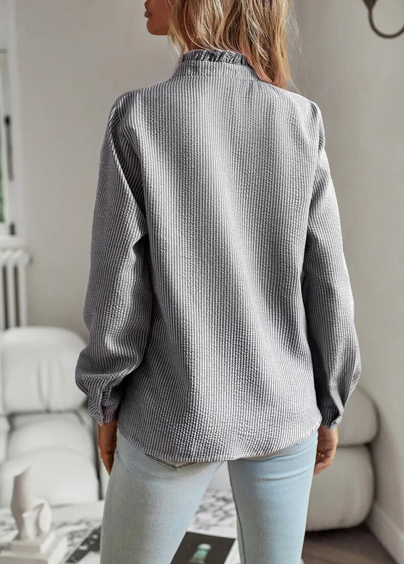 Women's Blouse Elegant Long Sleeves Cotton