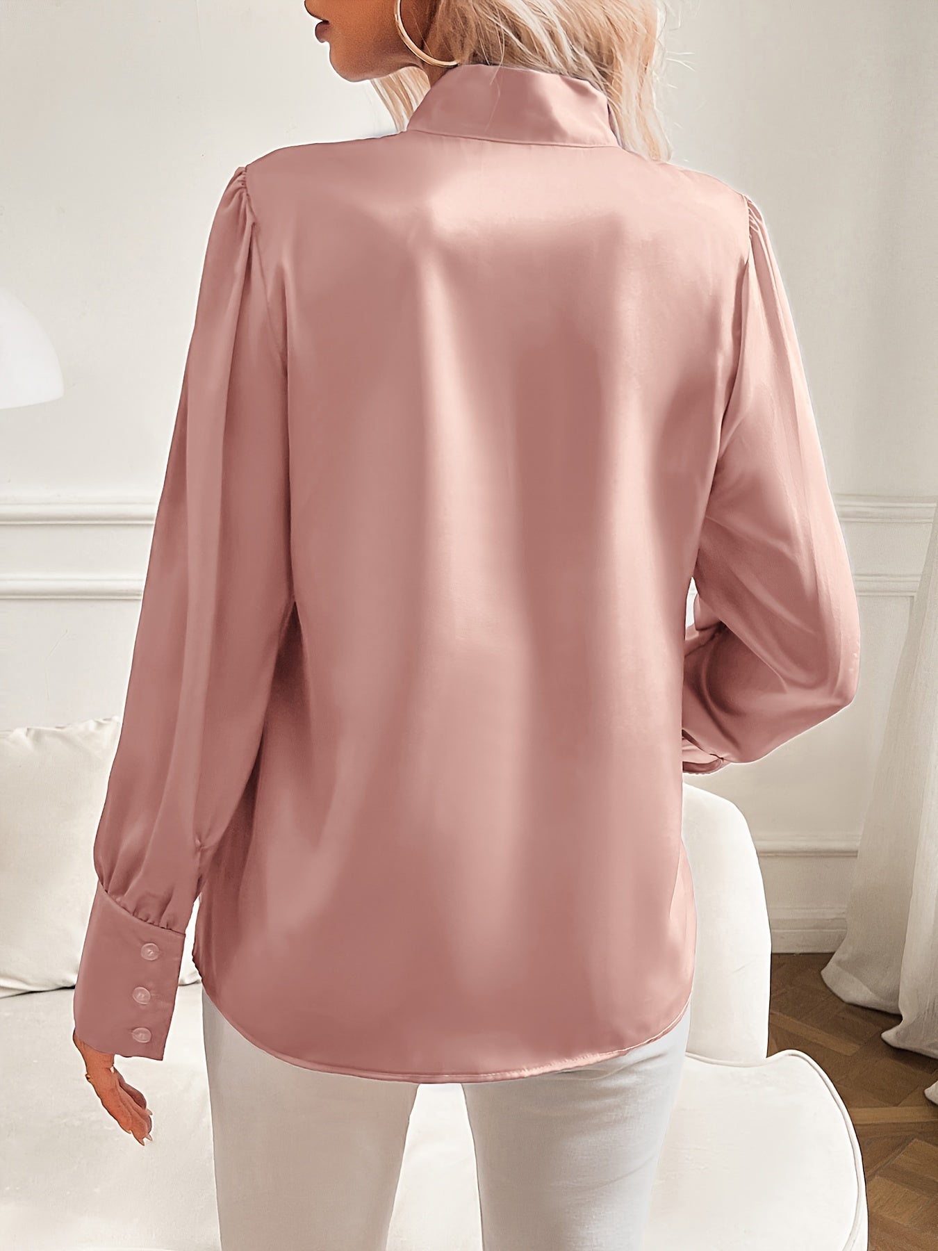 Women's Blouse Long Sleeve Elegant Bowtie Synthetic