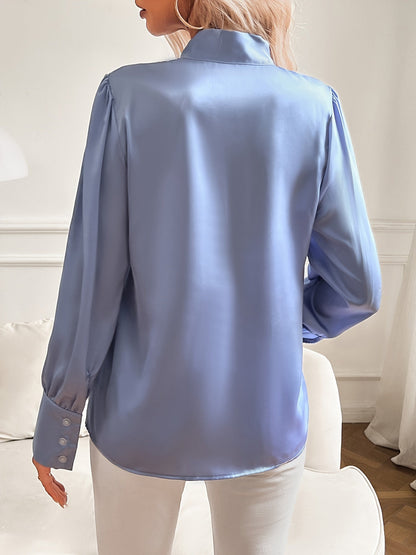 Women's Blouse Long Sleeve Elegant Bowtie Synthetic
