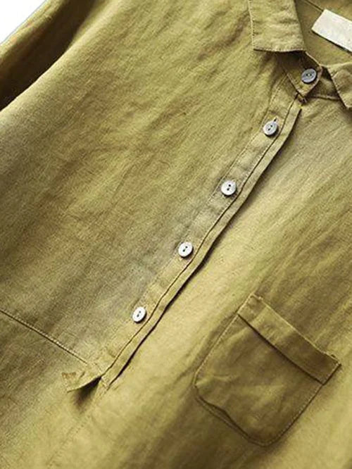 Women's Blouse Long Sleeves Linen Look