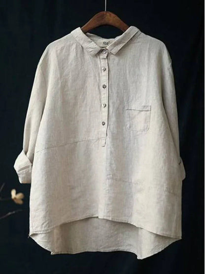 Women's Blouse Long Sleeves Linen Look