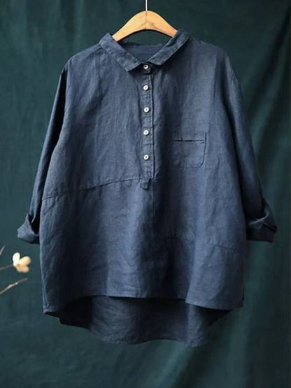 Women's Blouse Long Sleeves Linen Look