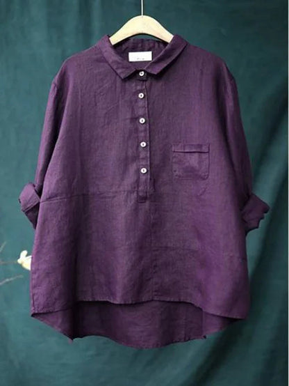 Women's Blouse Long Sleeves Linen Look