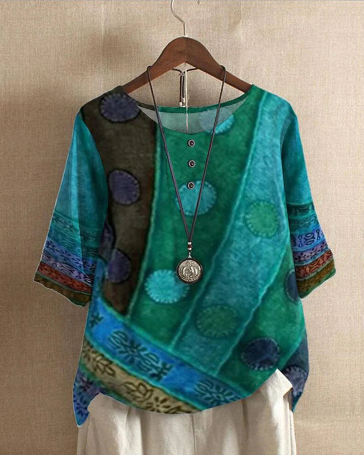 Women's Blouse Multicolour Vintage LOOSE FIT Cotton