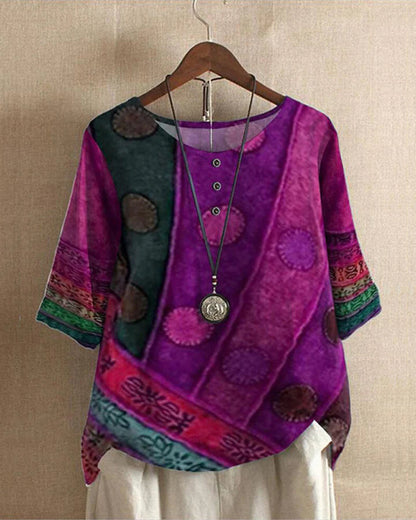 Women's Blouse Multicolour Vintage LOOSE FIT Cotton