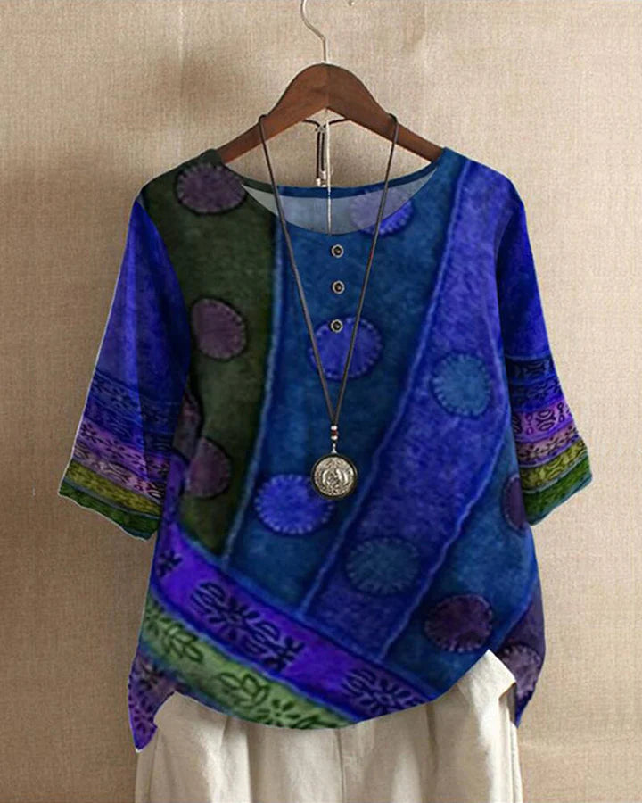 Women's Blouse Multicolour Vintage LOOSE FIT Cotton