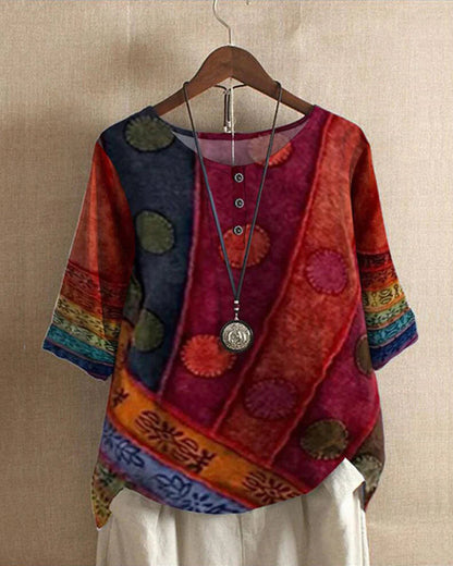Women's Blouse Multicolour Vintage LOOSE FIT Cotton