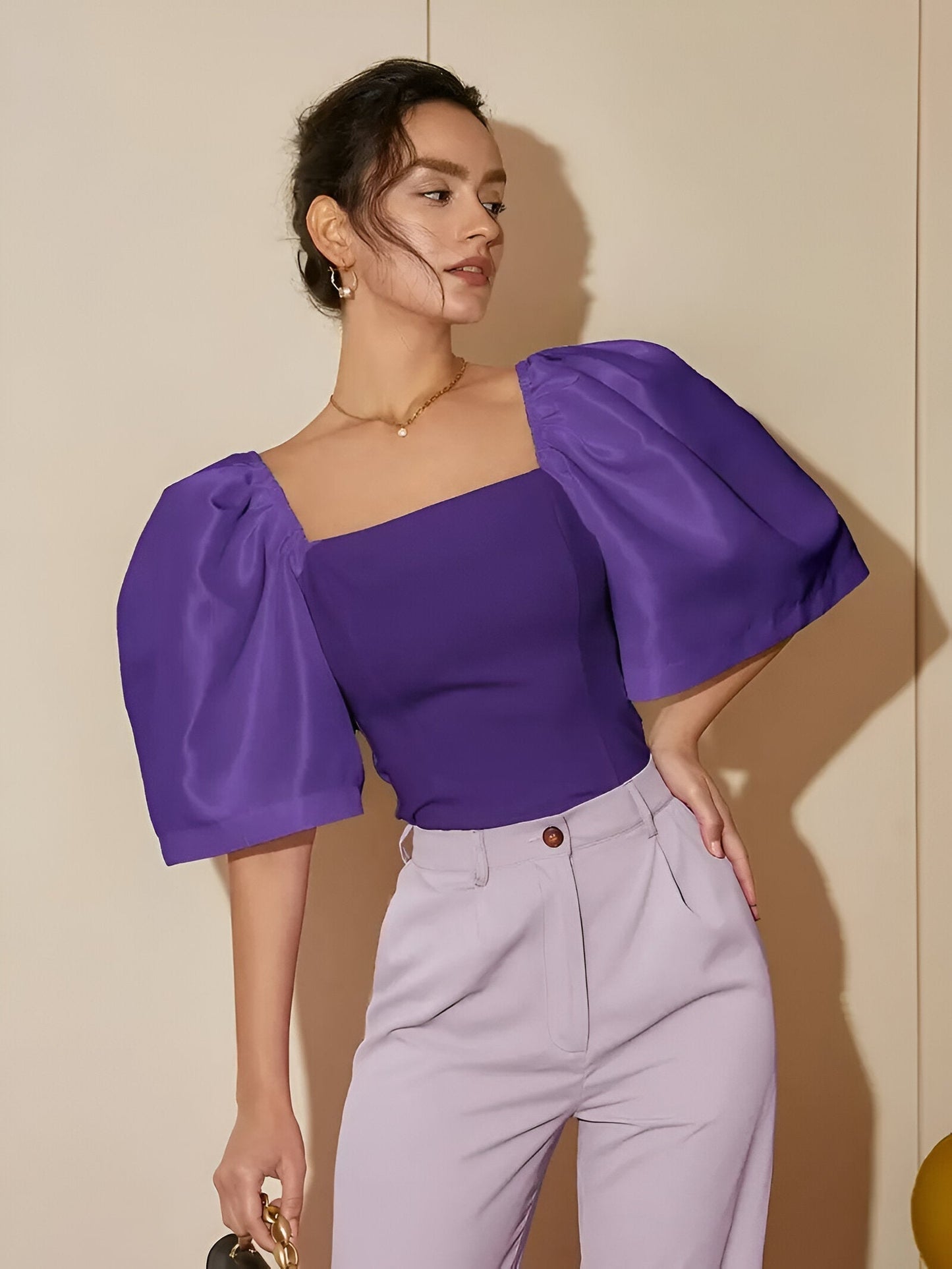 Women's Blouse Narrow With Square Neckline High Quality Fabric