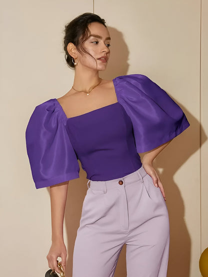 Women's Blouse Narrow With Square Neckline High Quality Fabric