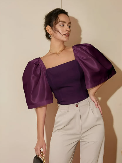 Women's Blouse Narrow With Square Neckline High Quality Fabric